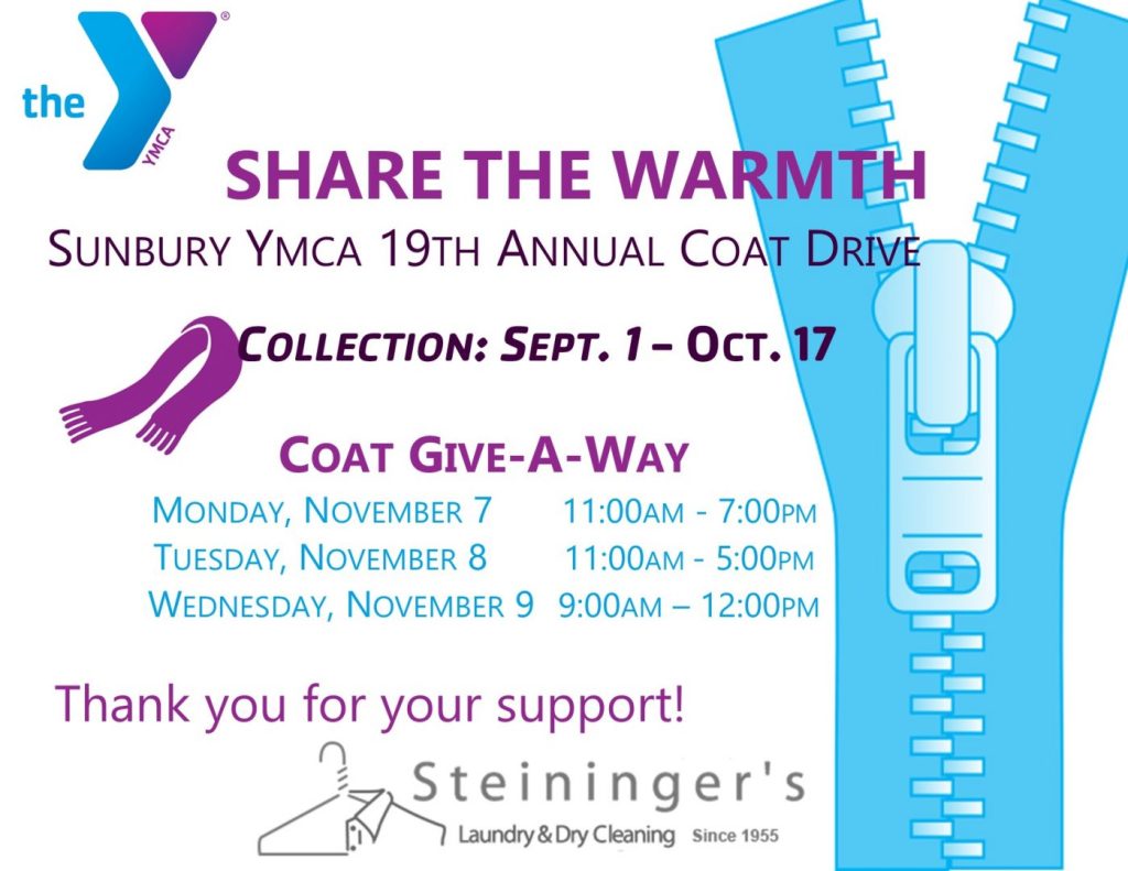 Share the warmth Sunbury YMCA 19th Annual Coat Drive